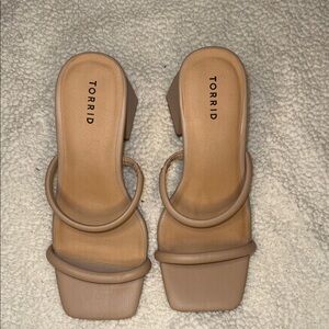 Torrid Double Strap Square Toe Heels in Tan